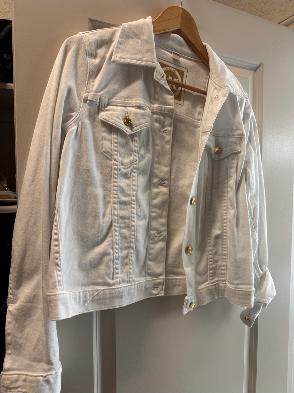 Michael Kors White Denim Jacket with Gold Hardware - Women's Jacket